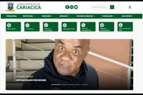 SITE DE CÂMARA MUNICIPAL É INVADIDO POR HACKER E EXIBE IMAGEM DE KID BENGALA